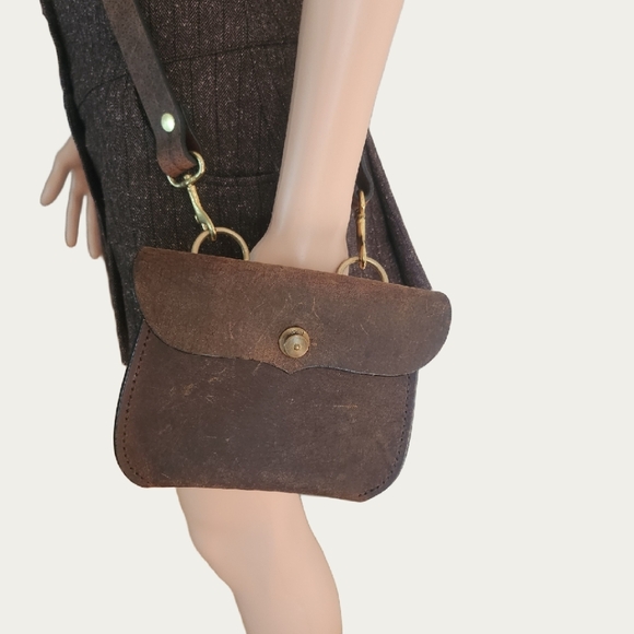 Distressed Rustic INDIE SLEEZE  DENNIS KNIGHT LEATHER crossbody, EUC - Picture 8 of 16